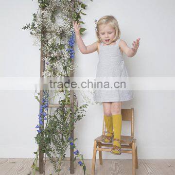 2017 High Quality Stripe Wholesale Baby Clothes Dress Cheap Gray Kids Summer Dress for New Model Girl Linen Dress photo-5