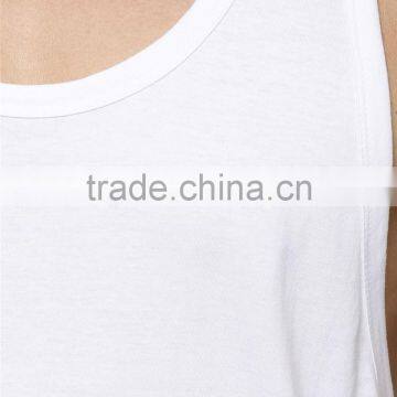 Mens Summer Plain White Longline Stringer Vest Wholesale photo-3