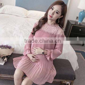 Wholesale Spring Formal Maternity Ruffle Dress 2017 Fashion Loose Lady Chiffon Dress