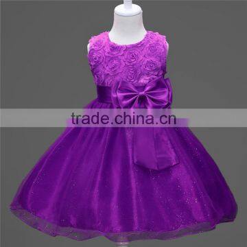 Shortsleeve Flower Organza Girls Party Kids Clothes Girl Dress