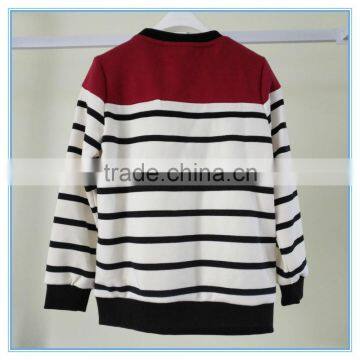 Kids Polyester Cotton Fabric Crewneck Sweatshirt, Long Sleeve Strip Shirts photo-4