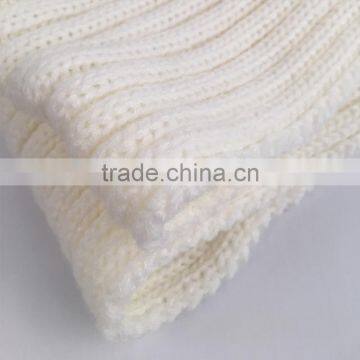 Myfur Pure White Color 30% Wool 70% Acrylic Knitted Raccoon Fur Bobble Knit Scarf photo-3