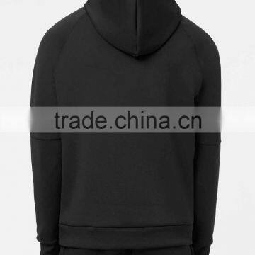 Classic Fit Custom Made Black Hoodie Wholesale Front Pockets Plain Hoodies for Men 2016 photo-4