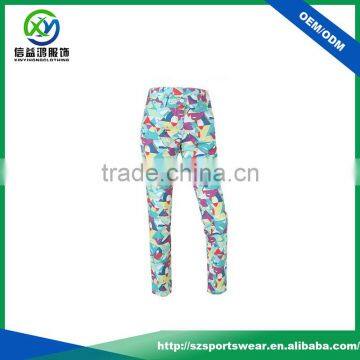 OEM Design 100%Polyester Woven Full Sublimation Pattern Lady Golf Long Pant