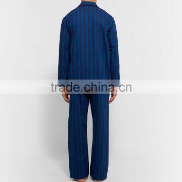 Navy Cotton Men's Sleepwearing Shirt and Pants Comfortable Loungewear With Notch Lapels and Patch Pockets photo-3
