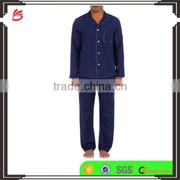 Notched collar mens sleepwear cotton pajamas boy blank leisure suit