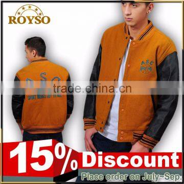 Customize Wool Baseball Bomber Versity Letterman Puffer Team Jacket with leather Sleeves for Men Women Winter Cheap Wholesale