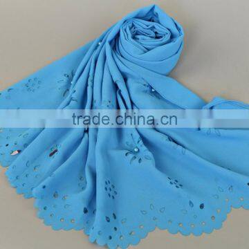 Pearl Chiffon Scarf New Bubble Towel Muslim Pearl Cut Flower Scarf Popular Scarf Selling photo-4