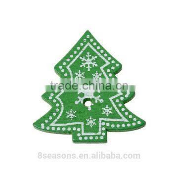 Handmade 3.2cmx3cm Snowflake Christmas Tree Two Holes Wood Button for Decorating photo-2