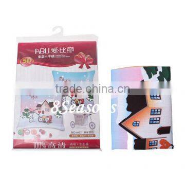 Multicolor House Pattern Square Throw Pillow Cotton Needlework Sets 3D Stitch Kit photo-2