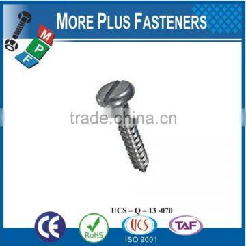 Made in Taiwan ISO 1481A2 Slotted Pan Head Tapping Screws Stainless Steel Cone Point DIN 7971 C