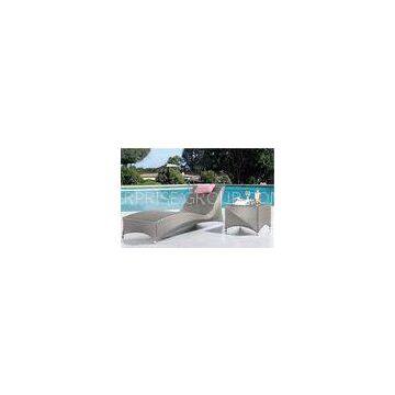 Silver Single Rattan Chaise Lounge Outdoor Wicker Sunbeds With Pillow