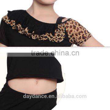 2016 Children Girls Ballroom Performance Latin Dance Skirt Kid Suit Unequal Leopard Dance Dress photo-4