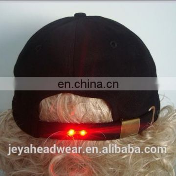 Custom unique Back brass buckle black strap built-in led baseball cap blank acrylic baseball cap