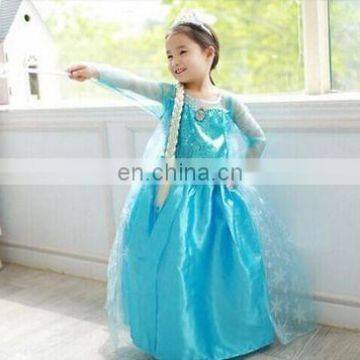 New Kids Frozen Elsa Princess Dress Costums Party Fancy Dress Snow Queen Dress FC010