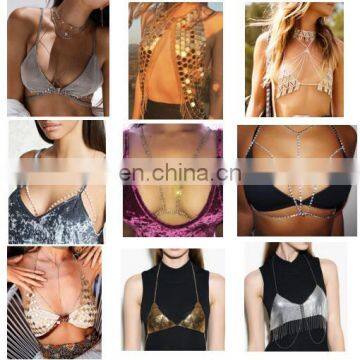 Pretty Shiny Crystal Rhinestone Bra Chest Body Chain Harness Body Jewelry