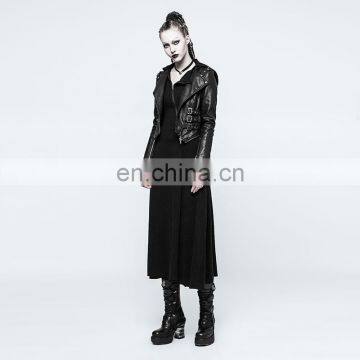 Punk Rave Black Open Back Longsleeve Hooded Maxi Dress OPQ-199 photo-4