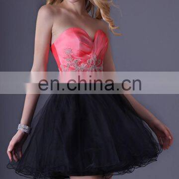2015 Short Mini Cocktail Dress Grace Karin Strapless Sweetheart Black Watermelon Cocktail Party Dress CL3824 photo-3