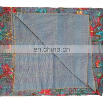 Tropical Floral Printed Indian Attractive Queen Kantha Quilt,Bedspread,Throw Lot REVERSIBLE Throw Cotton Handmade Bedding