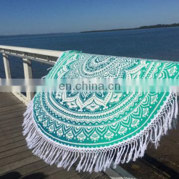 72" Indian Roundie Round Sea Green Tassel Yoga Mandala Hippie Tapestry Beach Throw Towel Yoga Mat Bohemian Art