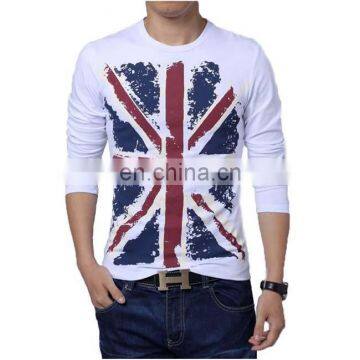Large Size Men T Shirt 5XL Flag Printing Design T-shirt Men Long Sleeve Fashion European American Style Camisetas Gray White photo-2