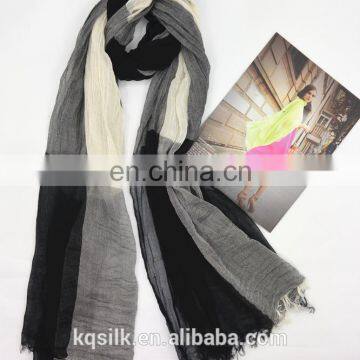 100% cotton voile scarf long style of length wide cotton scarf with big check pattern