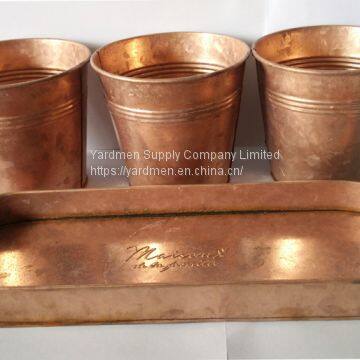2018 Copper Painting Finish of Iron Flower Pot With Handle photo-3