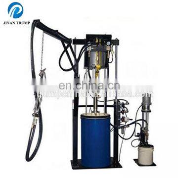 Pneumatic bicomponent two part silicone spreading machine for double glazing glass