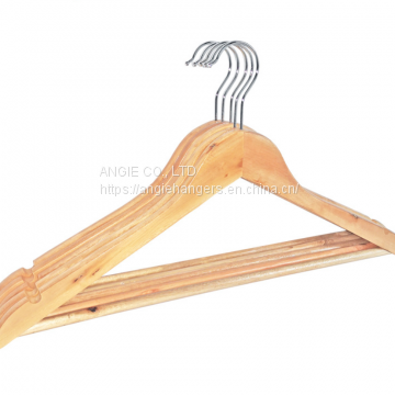 Angie cheap B grade wooden clothes hanger with bar