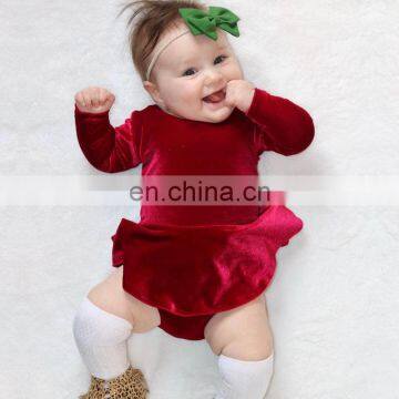Baby Velvet Dressy Romper Christmas Onesie Baby Bodysuits photo-7