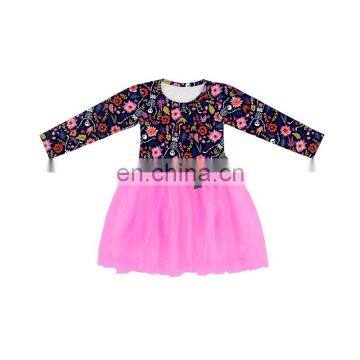 New Arrival Halloween Skull Pumpkin Baby Dress Ruffled Tulle for Girls Popular Long Sleeve Dress photo-2