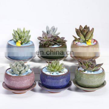 Extra size ice crack flowerpot with tray colorful ice crack flowerpot with bottom support colorful ice crack glazed