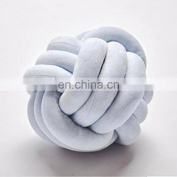 25X25CM Hot Sale Luxurious Chunky Knit Velvet Giant knot pillow In cushion Baby Soft ball hollow fiber filled three Tubes