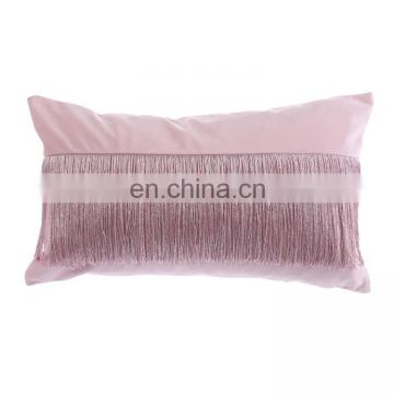 Luxury Modern 100%Polyester Velvet Pillow Cushion with Fringe Tassels for home deco