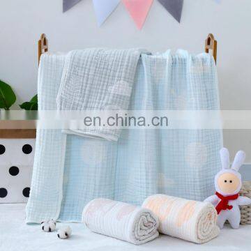 2020 New Design Small MOQ Drop Shipping 6 Layers Cartoon Animal Reactive Printing 100 Cotton Gauze Baby Swaddle Muslin Blanket photo-6