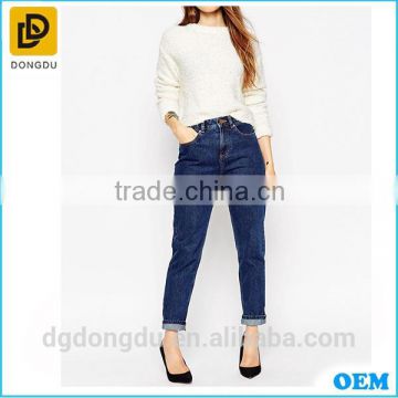 Custom Wholesale Latest Super Skinny Vintage High Waiste Jeans Long Jeans For Lady