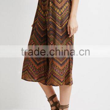 Abstract Chevron Print Wide-Leg Culottes Women Clothes