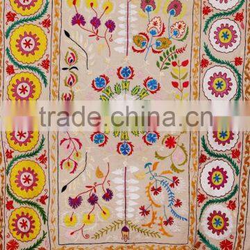 Decorative Hand Embroidered Suzani Tapestry Indian Suzani Fabric Quilt Throw Home Decor Suzani Blanket