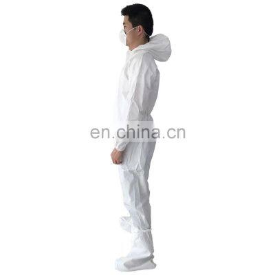 White Disposable Hooded Microporous Coveralls Safety Overall photo-2