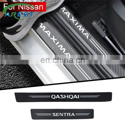 4pcs car Sticker door carbon leather Fiber Sill Plate For ALTIMA MAXIMA MICRA NOTE PULSAR qashqai SENTRA SYLPHY TEANA TIIDA