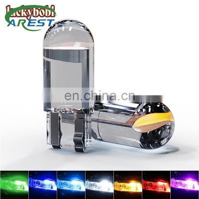 2pcs W5W 194 T10 Glass Housing Cob LED Car Bulb 3000K 6000K 7 Colors Wedge License Plate Lamp Dome Indicator Reading Light White