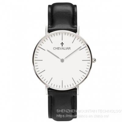 Stainless Steel Fashion Women Watches Man Genuine Leather Ultrathin Quartz Watch