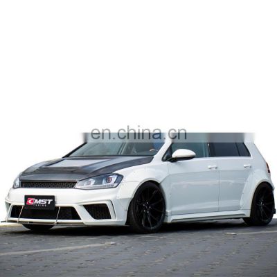 Body kit for Volkswagen Golf 7 front bumper wide flare carbon fiber front lip rear diffuser side skirts hood trunk spoiler