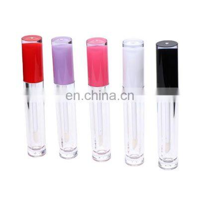 Stock ready to ship 5 ml empty colorful color lid lip gloss tube with applicator with collar