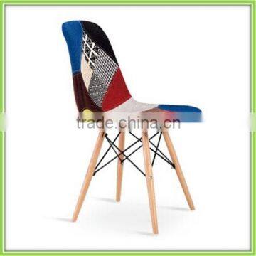 Patchwork DSW Fabric Dining Chair Softcover With Wood Legs