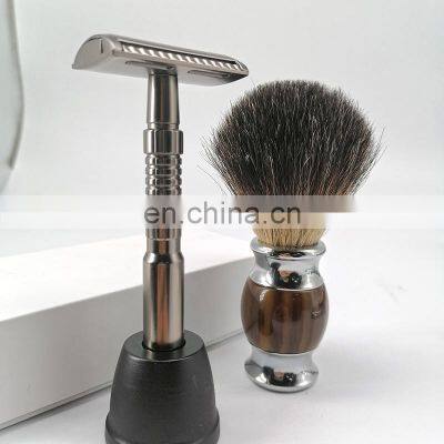 High Quality Wholesale Zinc Alloy Shaving Kit Mens Barber Double Edge Razor photo-3