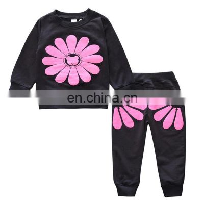 Spring cotton sunflower 2pcs kids baby set turkey wholesale children's boutique clothes girls