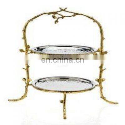 2 tier antique metal cake stand