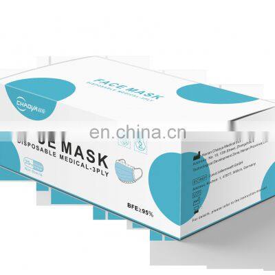 Disposable Individual Package Factory Directly Sale Single Use Medical Mask Class II 3 Plys Meltblown + Nonwoven Blue 95% - 99.9