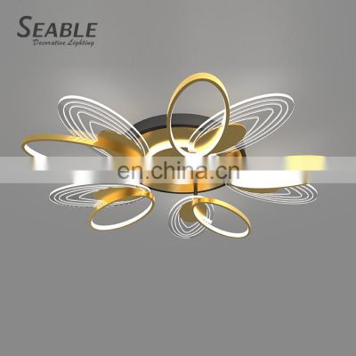 Unique Style Decoration Aluminum Indoor Bedroom Magnificent Black Gold LED Modern Ceiling Lamp